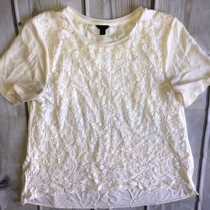 Ann Taylor Lace Top Medium Ivory White EUC